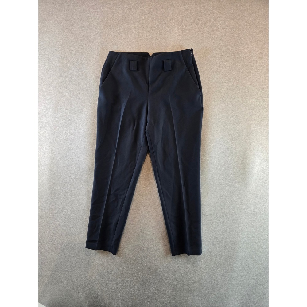 ME+EM Tapered Dress Pants Women 14 Black Notched Waist Side Zip Ankle Trousers